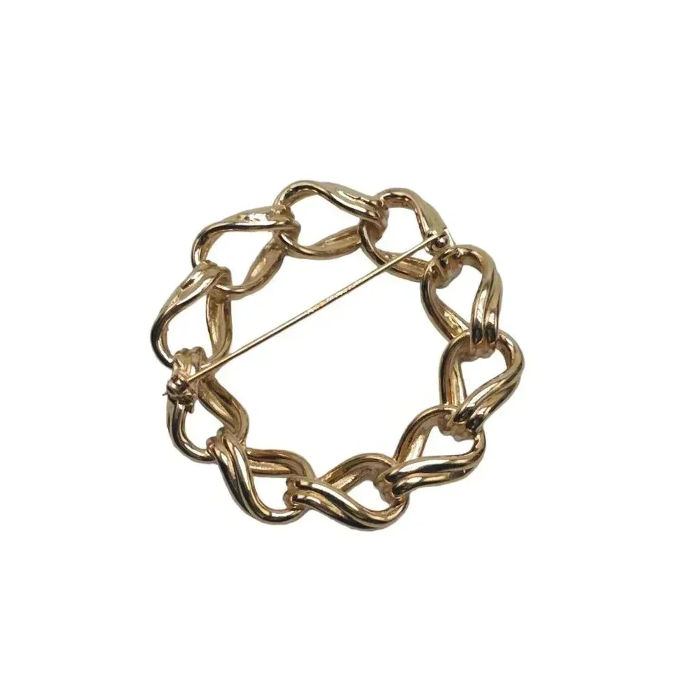 Vintage Napier WREATH Chain Brooch Gold Tone Pin 2 inch